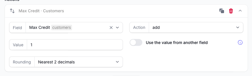 A field action row in the Morph editor
