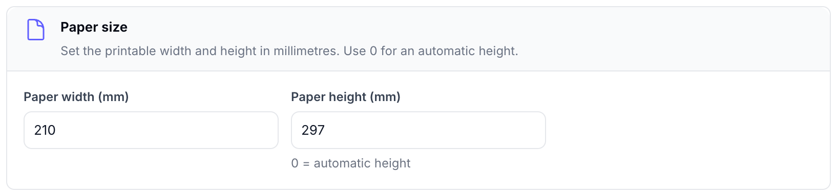Paper size
